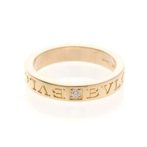 Bvlgari Double Logo Diamond Ring Pink Gold (18K) Fashion Diamond Band Ring Pi...